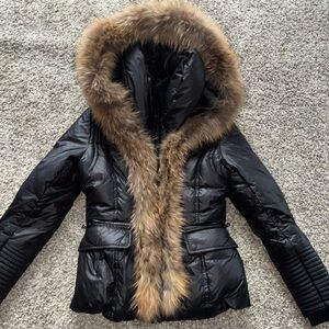 RUDSAK Black Puffer Jacket with Fur Trim